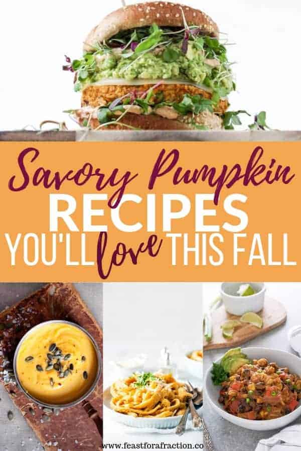 photo collage of savory pumpkin dishes with title text