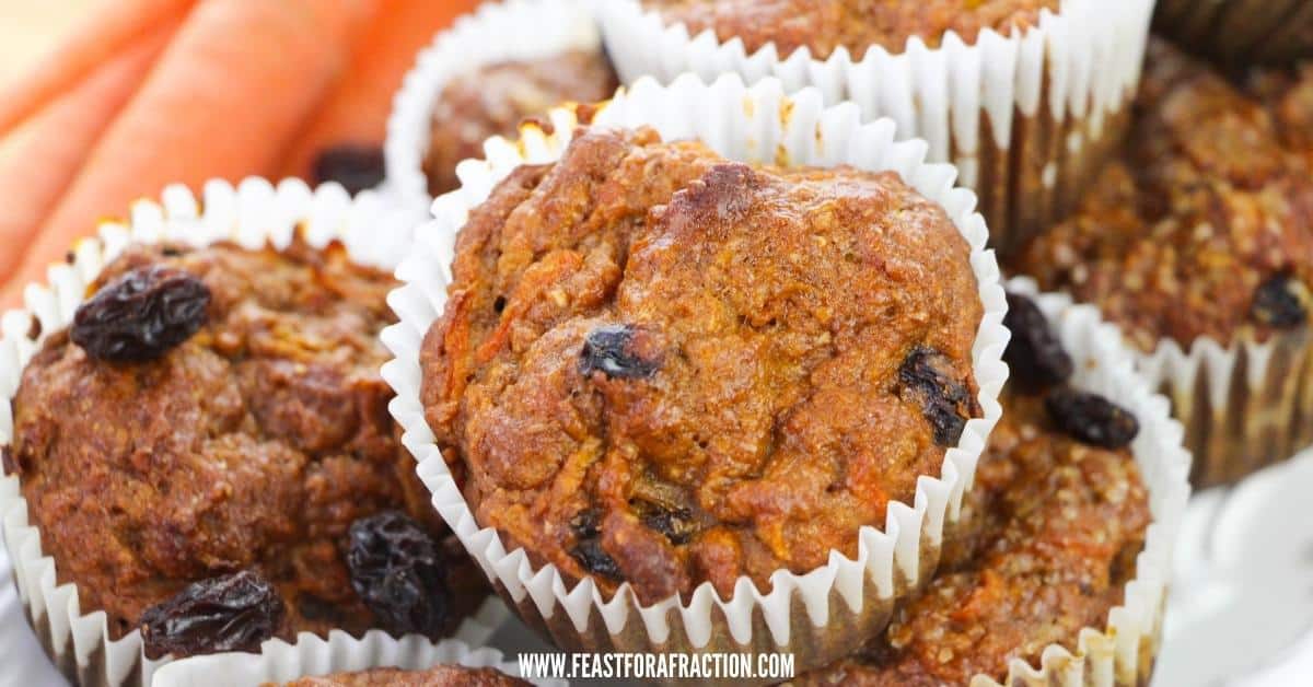 Healthy Whole Wheat Morning Glory Muffins Recipe - Feast for a Fraction