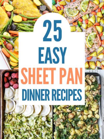 collage of sheet pan dinners with title text